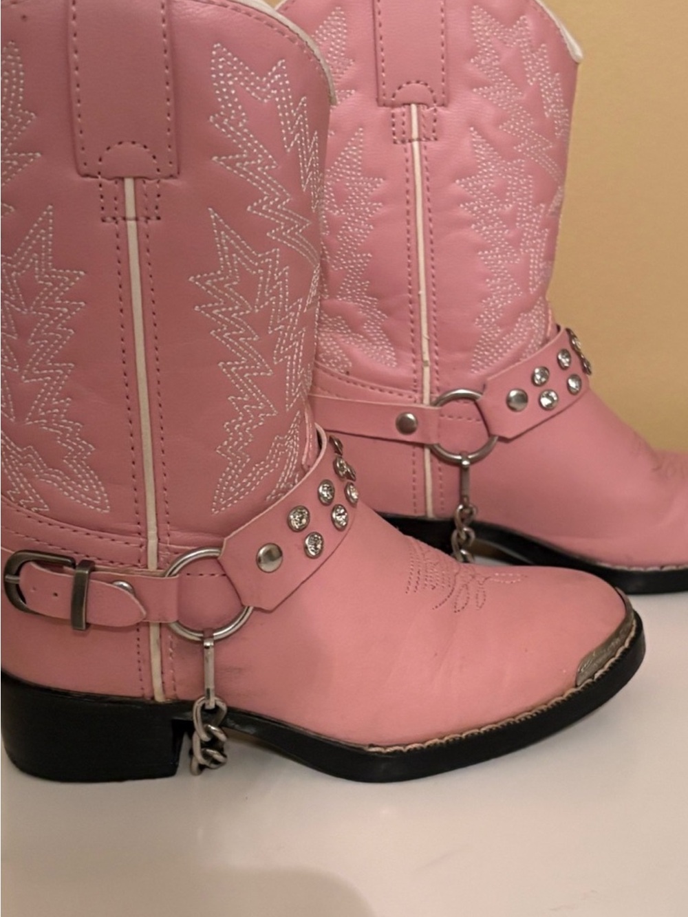 dingo Pink Studded Harness womens Western Ankle Boots
